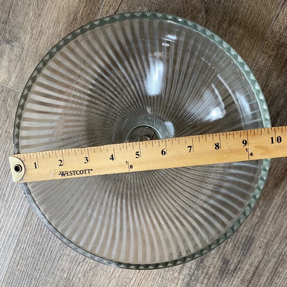 Vintage Clear Ribbed Glass Swirl Lamp Shade Art Deco MCM Replacement 10 Inch